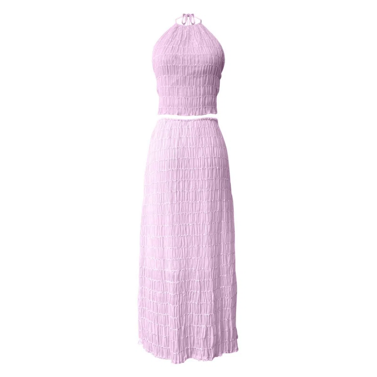Vestido de verano 2026 elegante de gasa plisada con cuello y cuentas de madera para mujer, vestido de invitada de boda, vestido de fiesta