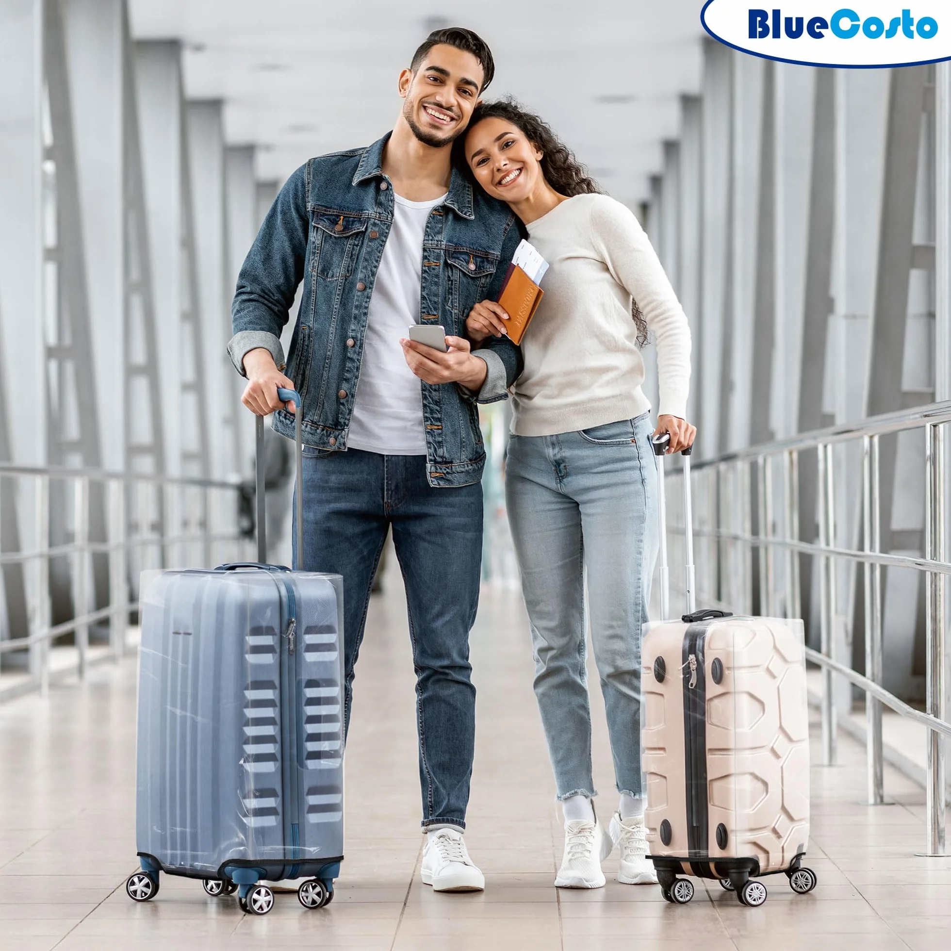 BlueCosto Funda para Maletas - Protector de Equipaje de PVC Transparente - Accesorio de Viaje de Primera Calidad para Proteger el Equipaje