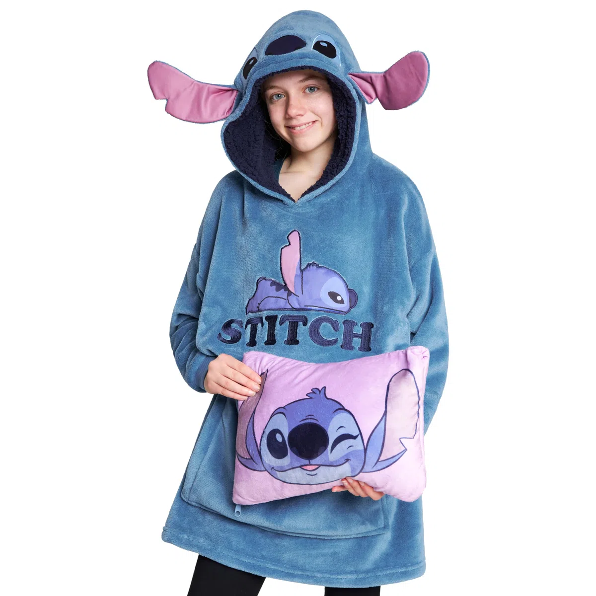 Disney Stitch Batamanta con Capucha Niños - 2 en 1 Sudadera de Forro Polar Grande Baby Yoda - Regalos Stitch Navidad