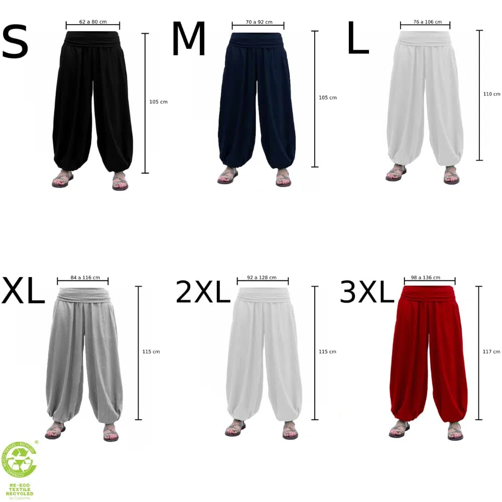 Savari | Pantalón Bombacho con Bolsillos | Modelo Aladin | Pantalones Harem | Estilo Oriental, Ancho, Largo y Cómodo | Ideal para Yoga | Unisex | Negro, Blanco, Azul, Gris, Vino |S-3XL |Tallas Grandes