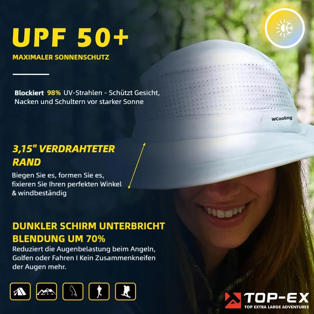 TOP-EX Sombrero para hombre y mujer, sombrero de safari para exteriores, para verano, senderismo, UPF 50+, sombrero de pesca con ala ancha, sombrero de lluvia y sombrero de cubo para el sol