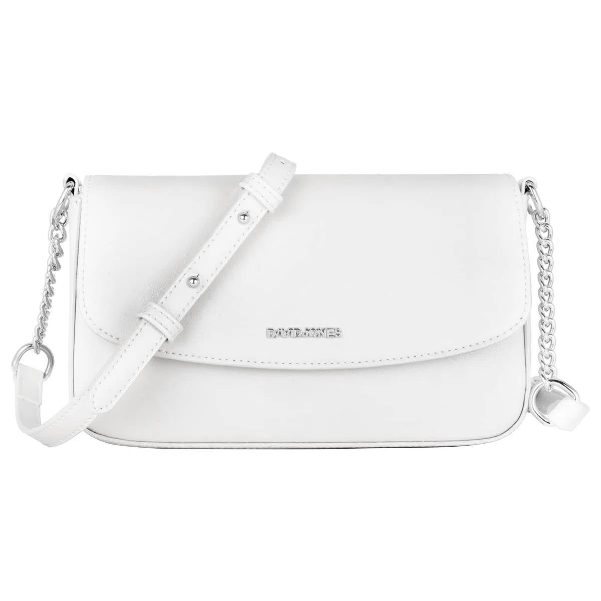 David Jones - Bolso Bandolera Mujer - Bolso de Mano Hombro Pequeño Cadena - Mensajero Cruzado PU Piel Cuero - Crossbody Bag Embrague Billetera Tarjeta Teléfono - Noche Shopping Ciudad - Blanco