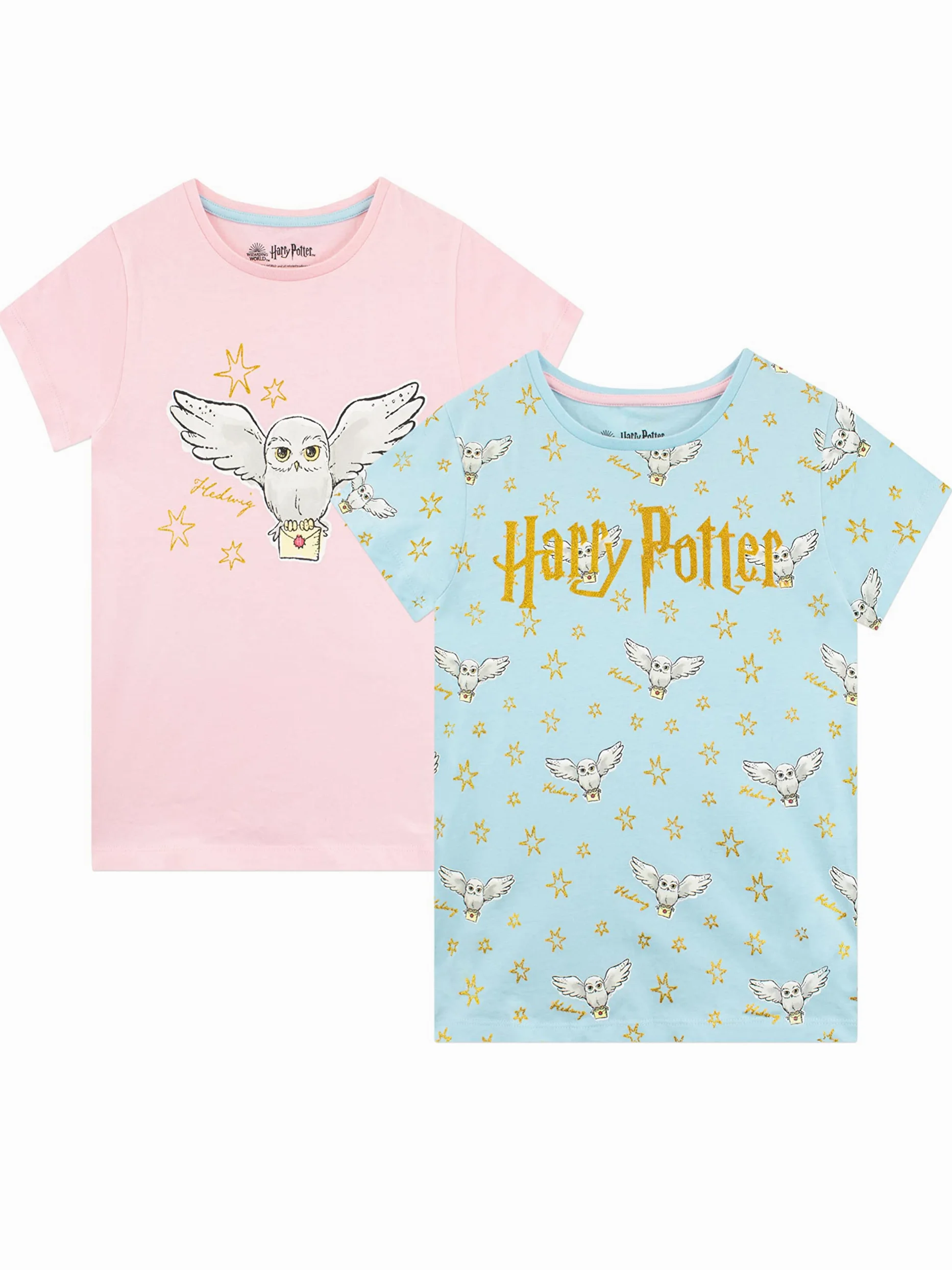 Harry Potter Camiseta de Hedwig para Niñas Paquete de 2 Top de Manga Corta para Infantiles Paquete de Dos