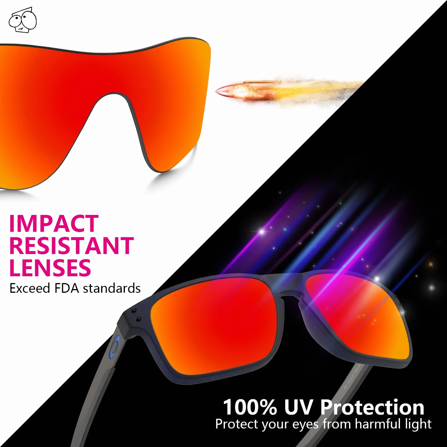 EZReplace Lentes de repuesto para gafas de sol Oakley Manorburn OO9479 (lentes polarizadas) Compatible con marco Oakley Manorburn (azul hielo + verde primavera), Azul Hielo + Verde Primavera, Talla