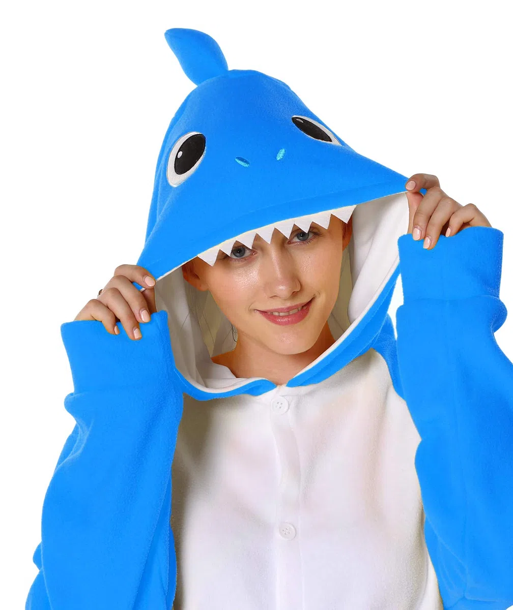 Adulto Tiburón Onesie Pijamas Halloween Animal Cosplay Costume Navidad Jumpsuit Sleepwear para Mujeres Hombres