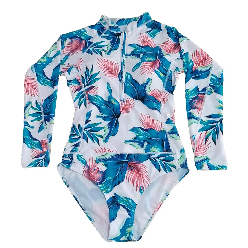 Ropa de Surf con Cremallera para Mujer Traje de Baño de Manga Larga Protectores contra Erupciones Recreativas de Una Pieza Traje de Baño