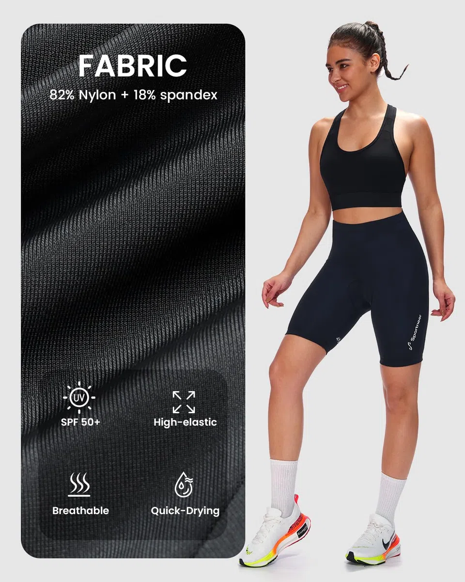 Sportneer - Pantalones Cortos de Ciclismo para Mujer, Acolchados, de Secado rápido, con Acolchado 4D, Pantalones Cortos de Deporte para Mujer, con Acolchado más Ancho y denso