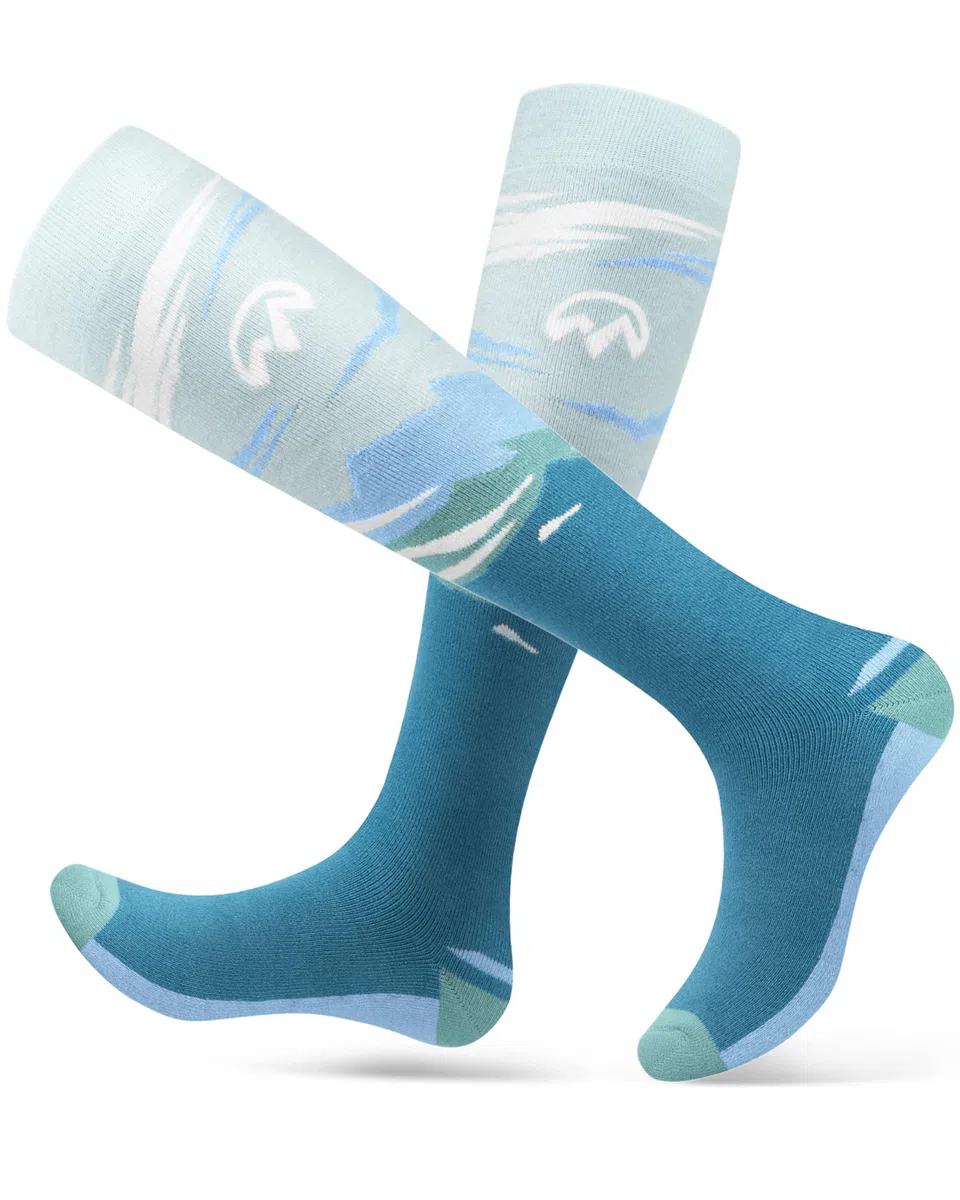 OutdoorMaster 2 Pares Calcetines de Esquí para Mujer, Calcetines de Térmico Invierno Snowboarding Transpirables para Deportes al Aire Libre con Diseño OTC/Puño Antideslizante