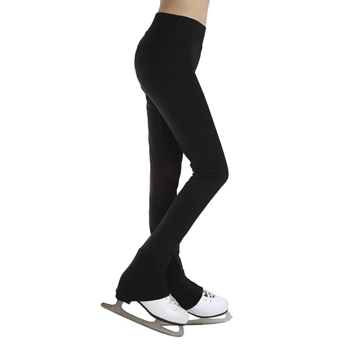 ZMIN Leggings negros para patinaje sobre hielo, mallas transpirables para patinaje artístico sobre las botas, ropa deportiva