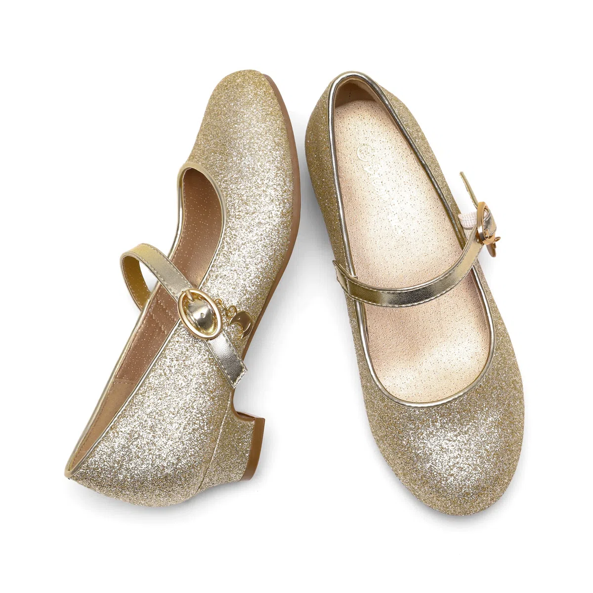 DREAM PAIRS Kids Bailarinas Niña Zapatos de Vestir de Tacón Cómodos para Fiesta Ballet Flats Chicas Princesa Brillante KFL219,Size 30,Oro,KFL219