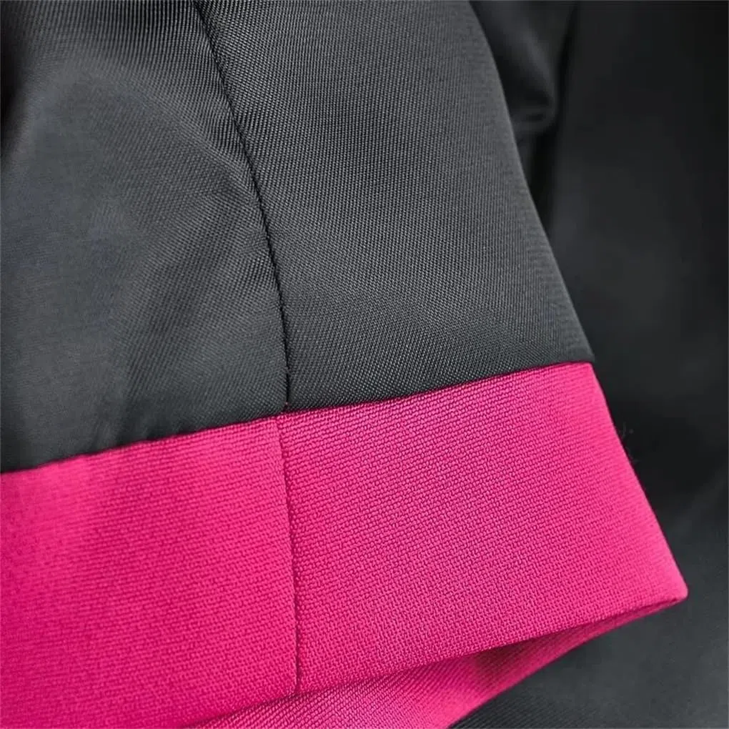 REHJJDFD Chaleco de traje para mujer con cuello en V y botonadura simple, color rojo rosa, ajustado, corto, asimétrico, delgado, sin mangas