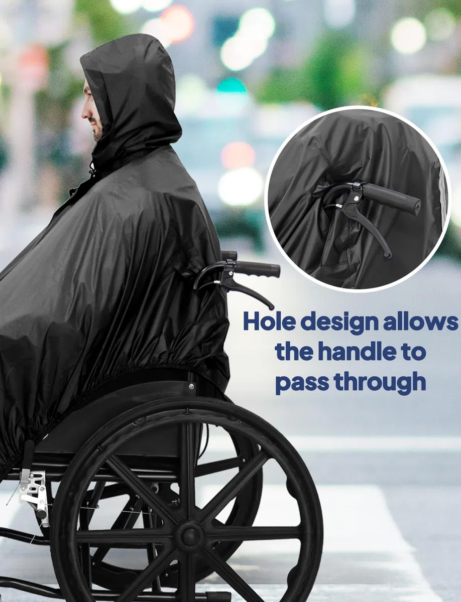 ANYOO Funda Impermeable para Poncho para Silla de ruedas, Poncho Ligero para Lluvia, Capa Protectora con Elásticos que Proporciona Protección seca para Sillas de ruedas, Talla única