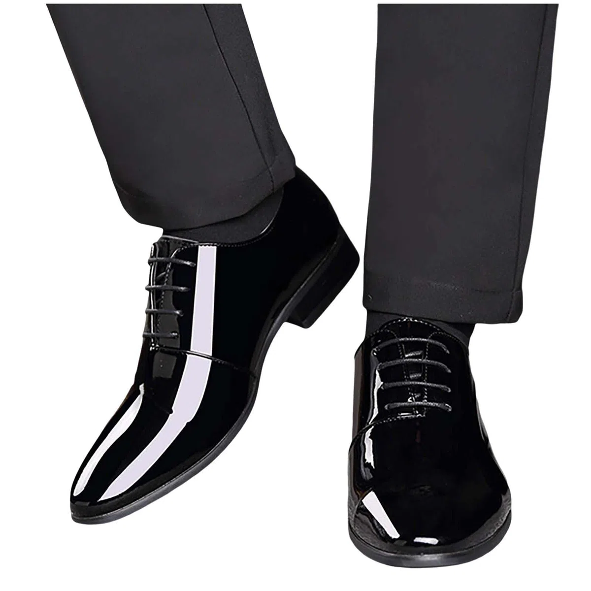 Zapatos de charol para hombre, zapatos de vestir para boda, puntera puntiaguda, con cordones, antideslizantes, zapatos formales de negocios, zapatos de negocios británicos, modernos y versátiles