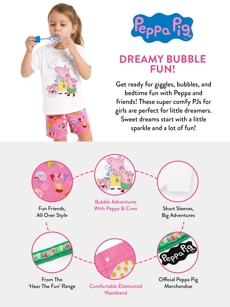 Peppa Pig Pijama para Niña, Pijama De Peppa, George Y Evie para Niña, Pijamas Infantil