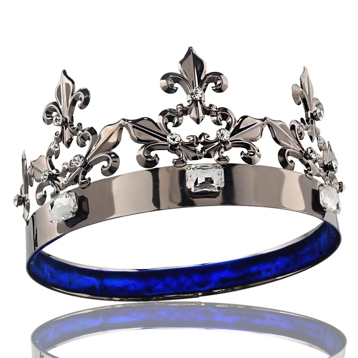 Rey Reina Real Barroco Negro Príncipe Corona Redonda Accesorios para el Cabello Para Fiesta de Disfraces Halloween Desfile Boda