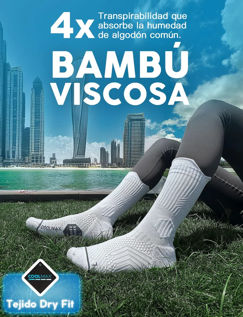 Juclise Calcetines de compresión de viscosa de bambú para correr, calcetines que absorben la humedad, antiampollas, para senderismo,ciclismo (FR/ES, Números, 38, 42, Regular, Regular, Blanca)