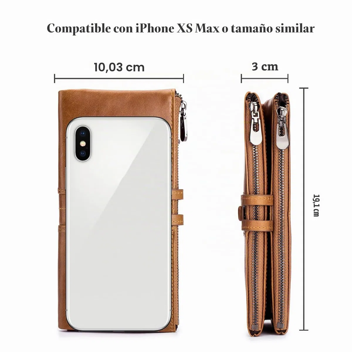 Roulens Cartera de Piel con Cremallera para Mujer con RFID Bloqueo,Monederos para Mujer Cartera de Mujer de Gran Capacidad de Cuero Genuino de Mujer