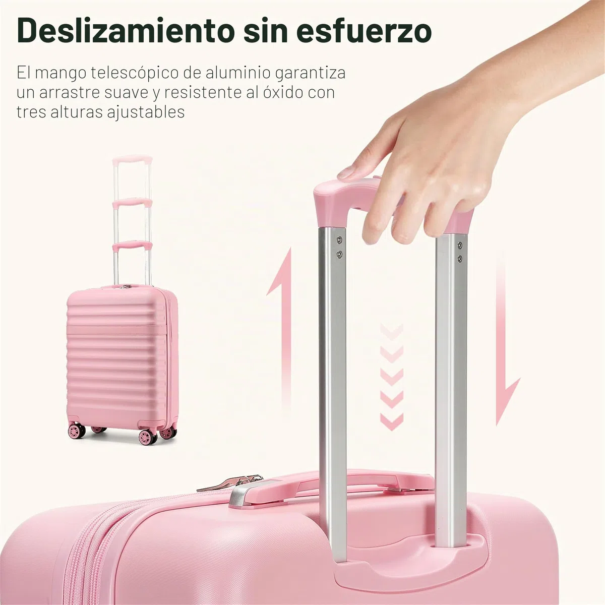 Kono Maleta de Mano ABS + PC rígida Ligera de Cabina de Viaje con Ruedas giratorias TSA, Cabin 20 Inch（S，Rosa）