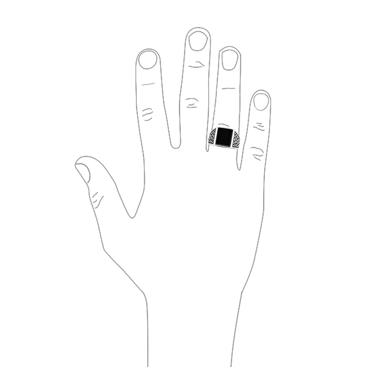 Personaliza anillo sello rectangular para hombre de piedra preciosa ónix negro con acento de ladrillo de piedra clásica retro elegante plata de ley .925 fuertemente oxidada hecho a mano en Turquía