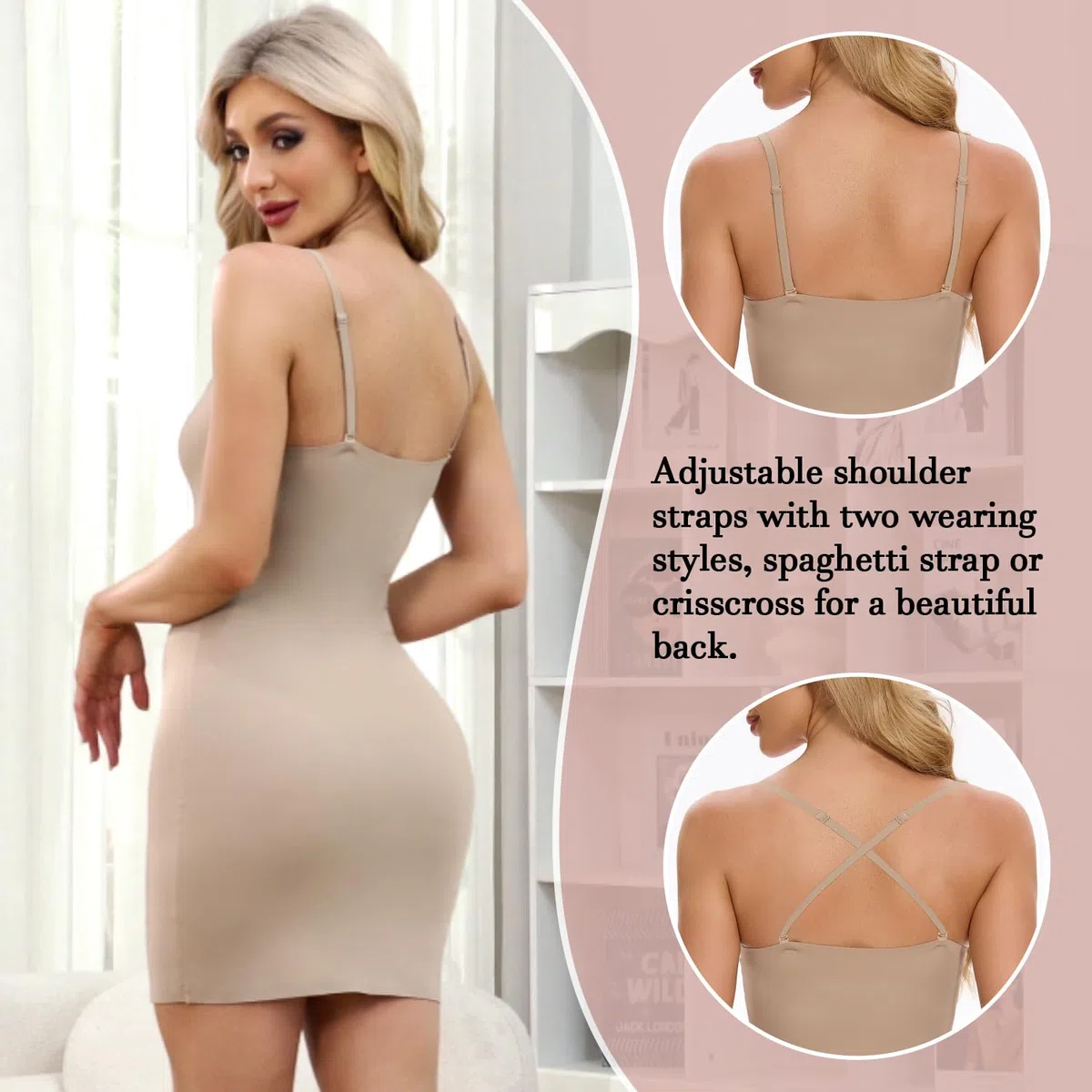 SLIMBELLE Vestido moldeador completo para mujer, sin costuras, con espalda de mantequilla, adelgazante, moldeador de cuerpo, ajustado, control de abdomen