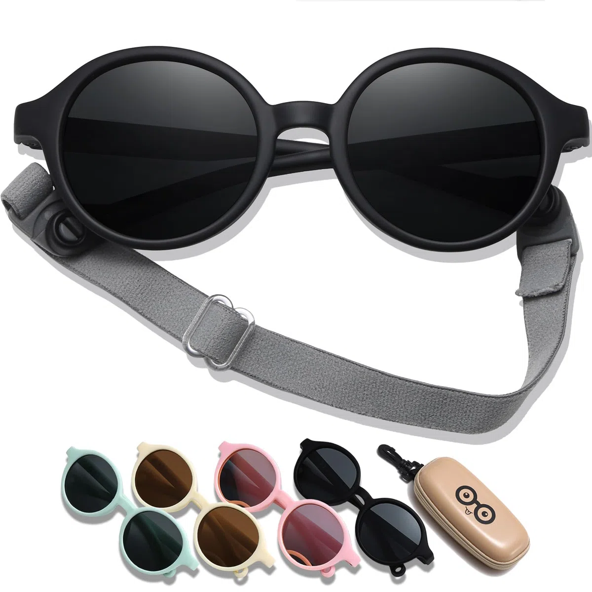 Gafas de sol para niños de 0 a 36 meses, 1 año, montura negra/gris, 0-36 Monate