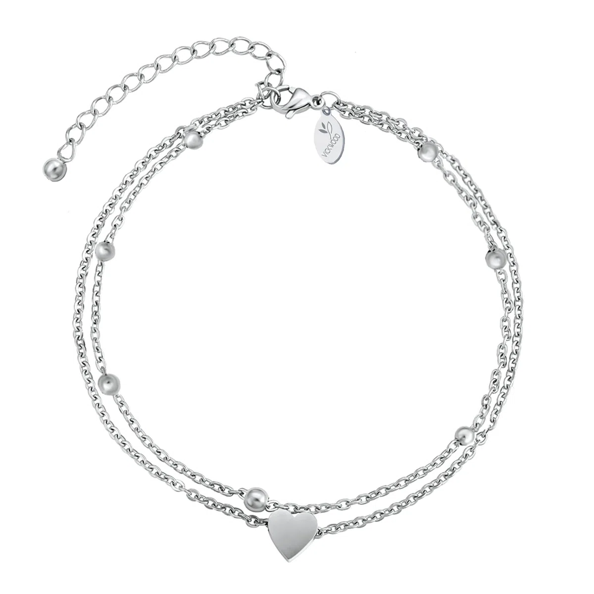 Tobillera para mujer de acero inoxidable, resistente al agua, extra larga, 21 cm hasta 30 cm, chapada en oro de 18 quilates, cadena de corazón en oro/oro rosa/plata/negro, regalo para mujeres