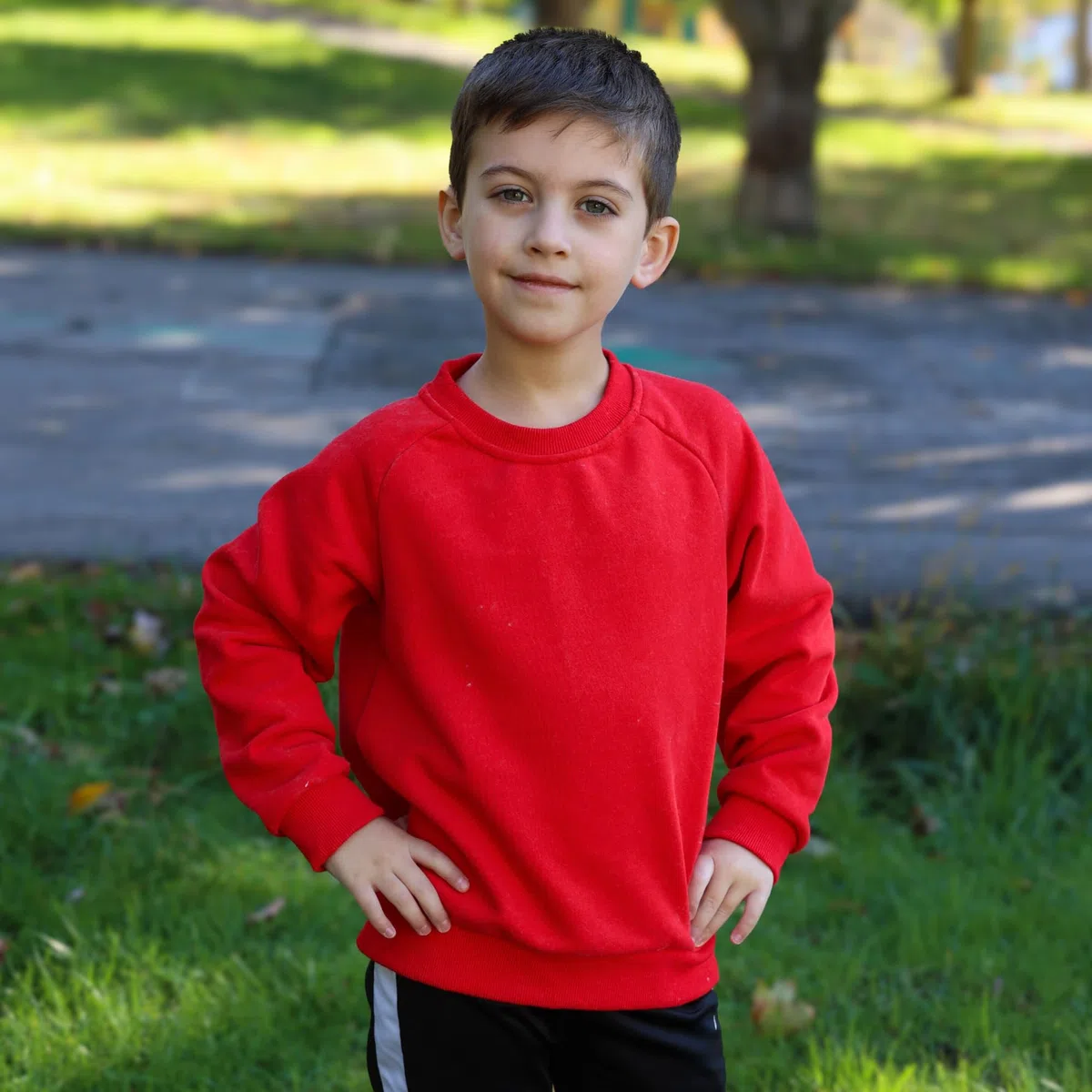 BIG ELEPHANT Sudadera Infantil de Cuello Redondo para Niños – Pullover de Forro Polar Delgado, Manga Larga, Suave y Cálido