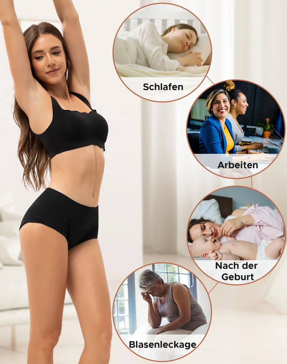 INNERSY Bragas Menstruales Mujer Flujo Abundante 50ML Braguitas Menstrual Cintura Alta Algodón Pack de 3