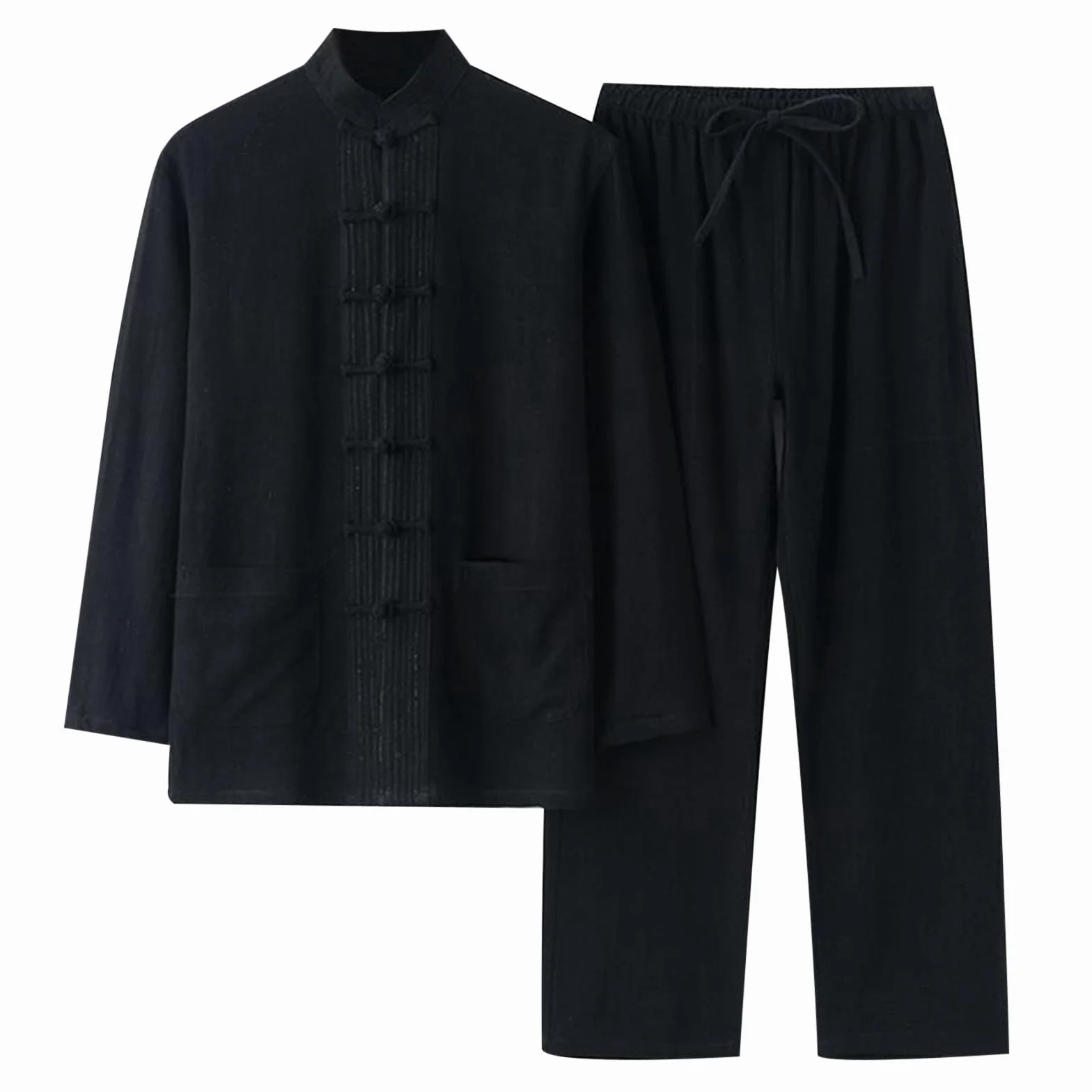 Genérico Traje de lino Ropa de Algodón Zen Meditación Tai Chi Uniforme Hombres Ropa Tradicional China Ropa Kung Fu Ropa Transpirable Tops Artes Marciales Conjunto Tang Traje