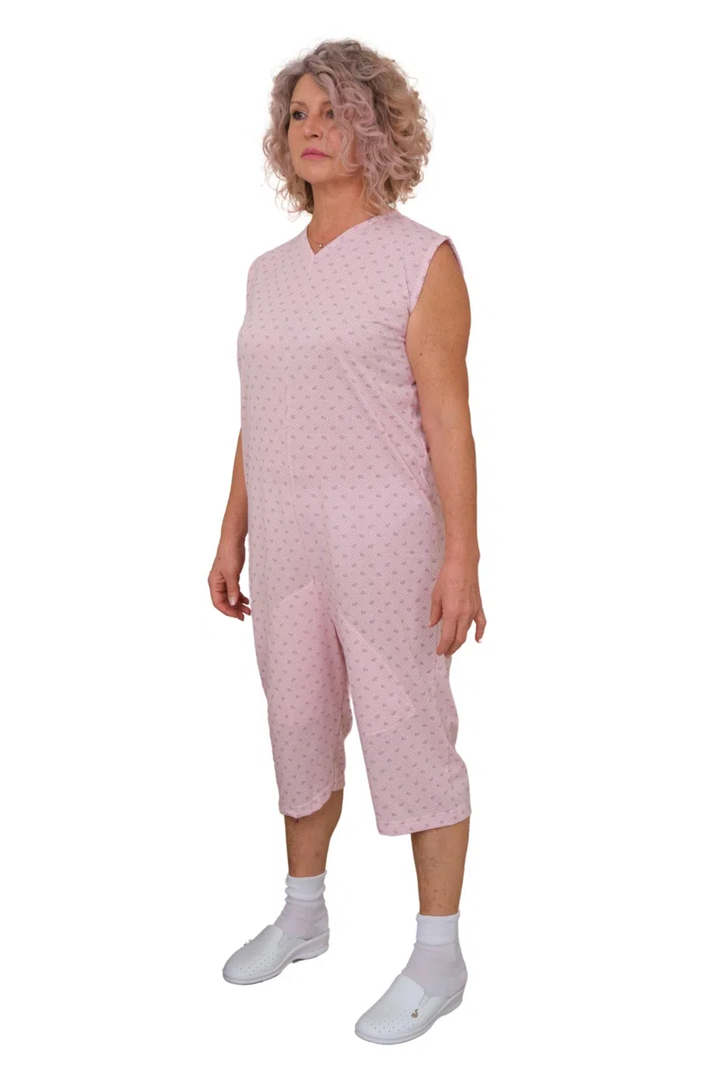 FERRUCCI COMFORT Pijama sanitario sin mangas de verano con pantalón corto – 9008/7 – Apto para personas mayores – Fabricado en Italia