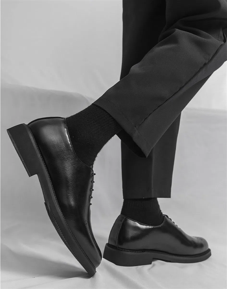 Zapatos Oxford Hombre Piel Vestir Clásicos Brogue Cordones Zapatos de Negocios Boda Fiesta Elegante Derby