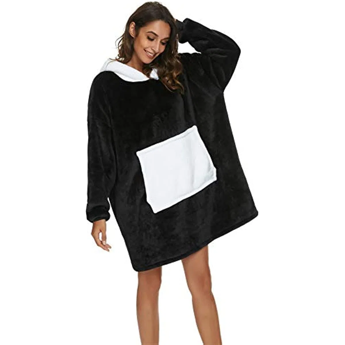 LATH.PIN Panda Manta-sudadera de gran tamaño con capucha de franela, unisex