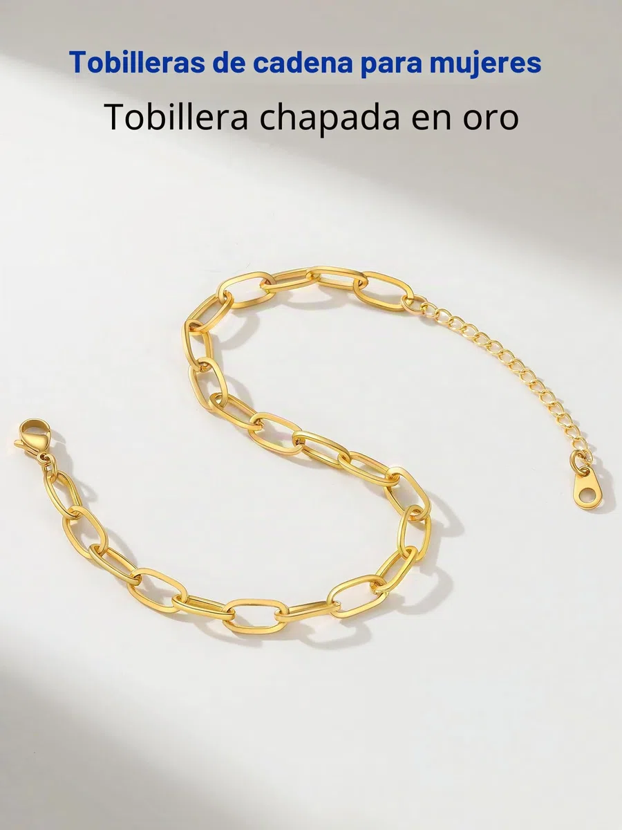 PROSTEEL Tobilleras Pulseras Acero Inoxidable 2PCS/3PCS Pulseras de Tobillo Cadena de Clip Multicapa Conjunto Joyas de Mujer Chica para Verano Playa 22cm+5cm