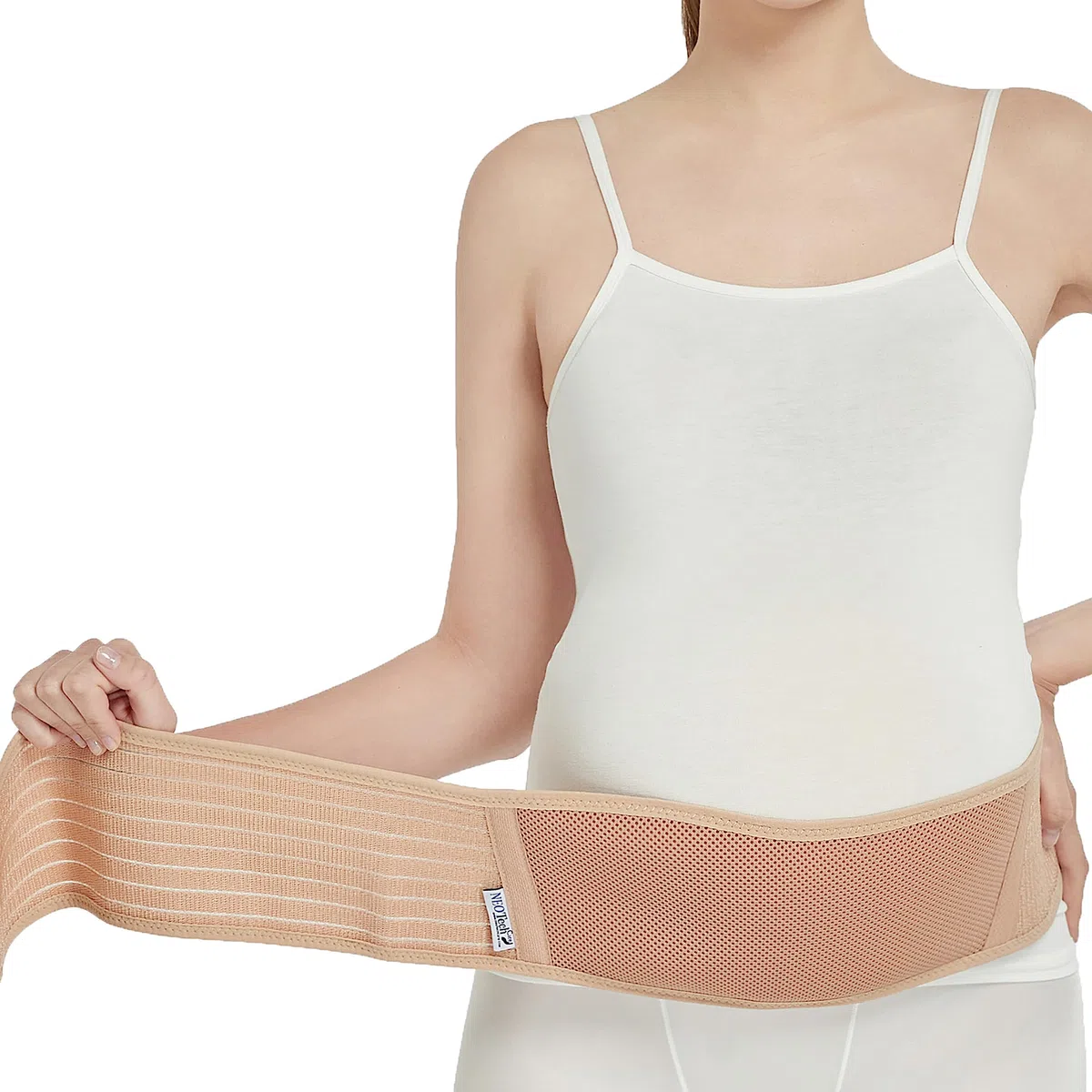NEOtech Care Cinturón de Maternidad Ajustable - Faja Abdominal Ligera y Transpirable para Embarazadas (Beige, Talla normal)