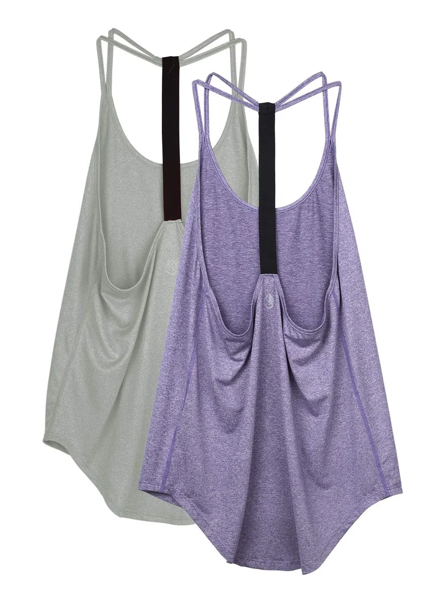 icyzone Camisetas sin Mangas de Entrenamiento para Mujer, Camisetas de Yoga de Gimnasio, Camiseta de Tirantes Deportiva con Espalda en T, Paquete de 2