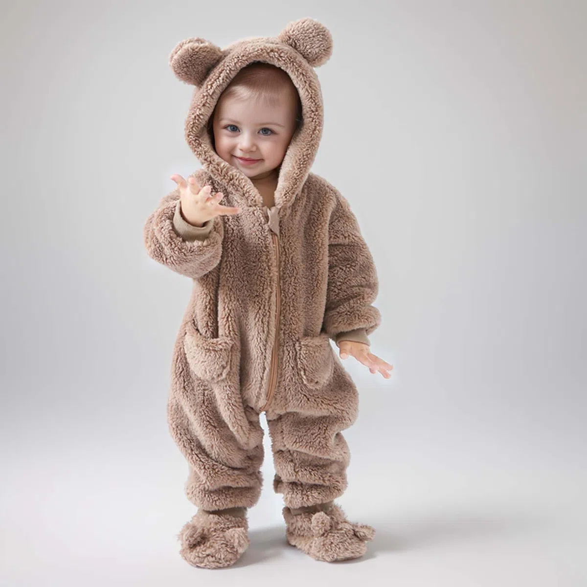 Bebés Mameluco Invierno Traje de nieve forro polar para bebé recién nacido Bebe con Capucha mono Chaqueta Pies Peleles otoño e