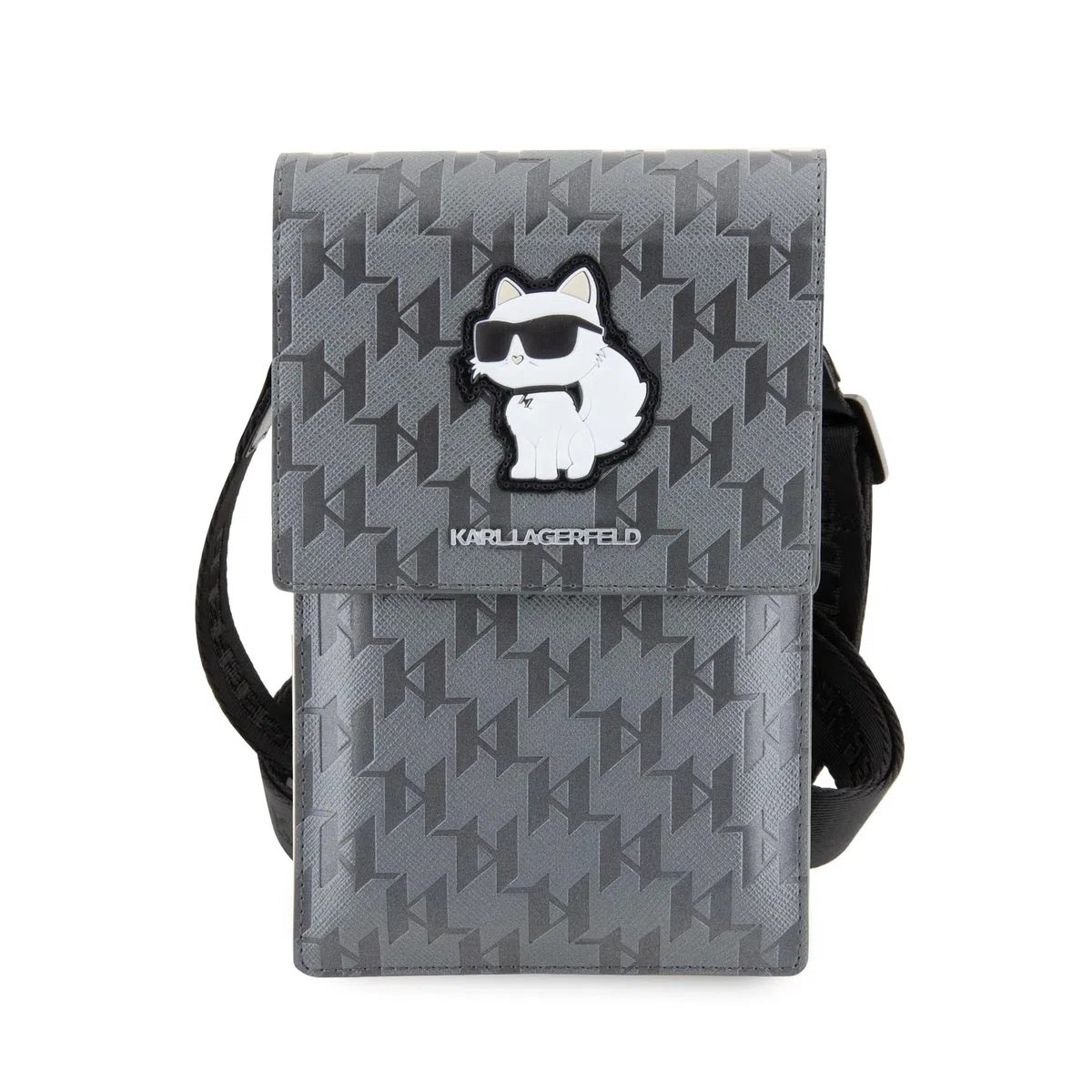 Karl Lagerfeld KLWBSAKHPCG Bolso de saffiano con monograma plateado