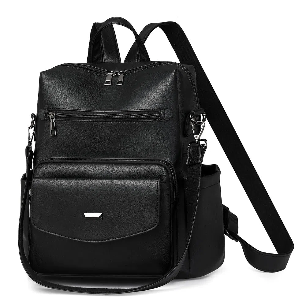 Mochila de cuero PU para mujer, bolso de hombro, mochila casual a la moda antirrobo, mochila de viaje grande para mujer