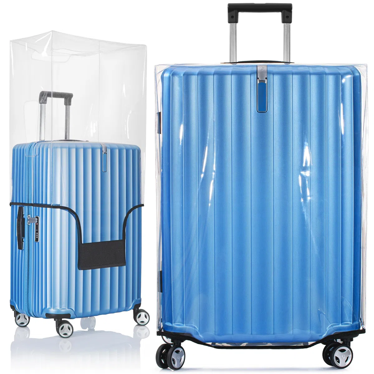 BlueCosto Funda para Maletas - Protector de Equipaje de PVC Transparente - Accesorio de Viaje de Primera Calidad para Proteger el Equipaje