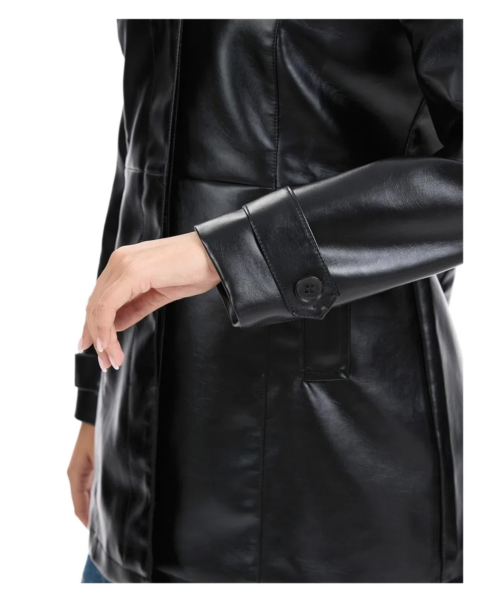 Chaqueta Cuero Mujer Women's Faux Leather Biker Jacket Lapel Coat Autumn Para salir