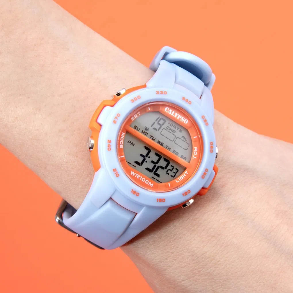 CALYPSO Reloj Digital Infantil Niño Niña de Caucho Azul | Cronógrafo, Calendario, Junior Collection K5850/2