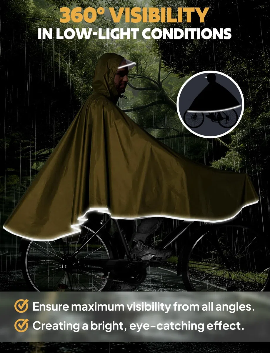 ANYOO Capas de Ciclismo Impermeables Portátiles Ligeras Poncho de Lluvia Bicicleta Compacta Unisex Reutilizable para Mochileros de Camping al Aire Libre