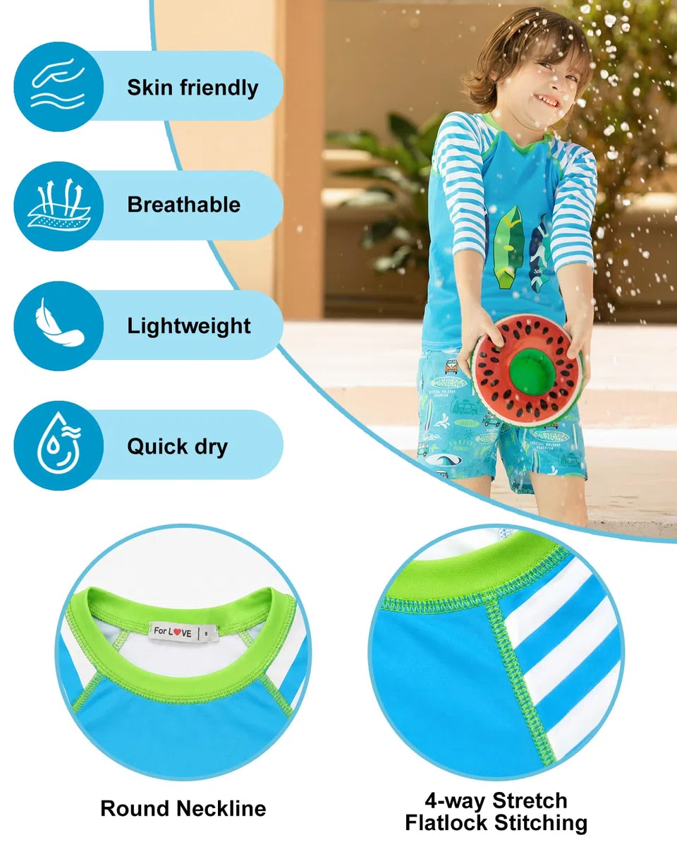 weVSwe Trajes De Baño para Niños Pequeños UPF 50+ De Manga Larga De Dos Piezas con Protección contra Sarpullidos
