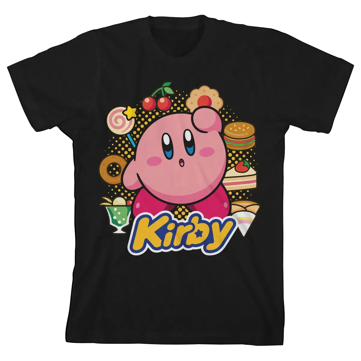 Kirby Circle of Food - Camiseta negra para niño