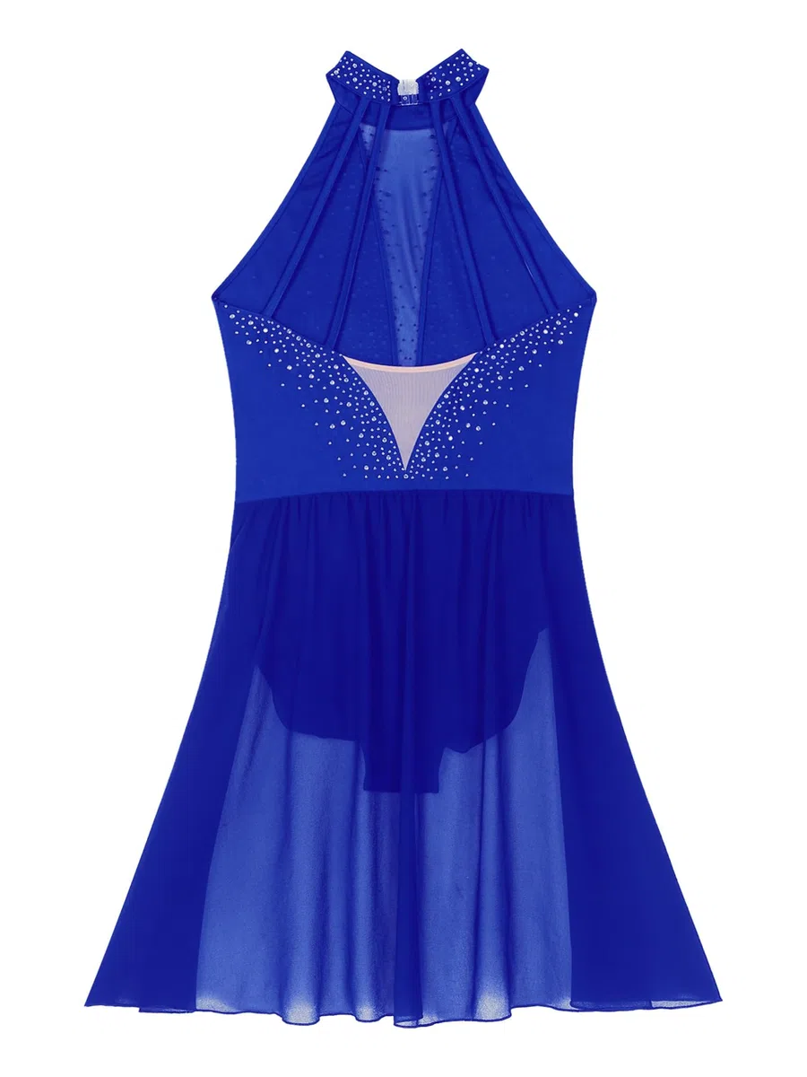 IEFIEL Vestido de Gimnasia Rítmica para Mujer sin Manga Vestido de Danza Contemporánea y Lírico Maillot de Patinaje Artístico Competición XS-XXL