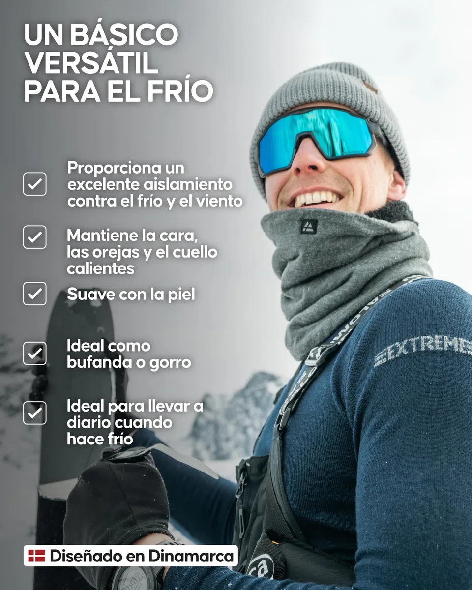 DANISH ENDURANCE Braga de Cuello Térmica de Merino con Forro Polar, Polaina, Balaclava, Calentador de Cuello para Invierno, para Hombres y Mujeres