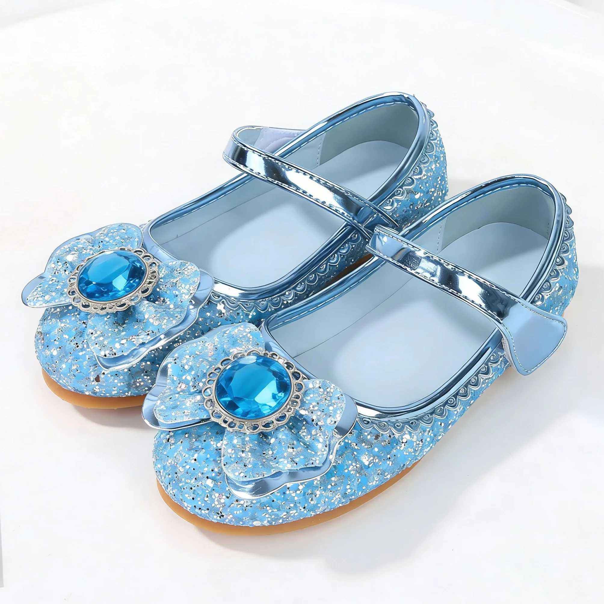 New front Bailarinas Niñas y Niñas Bailarinas de Cuero Zapatos de Fiesta Individuales Zapatos de Baile con Lentejuelas Princesa Elegante Bailarina Plana Bimba Fiesta