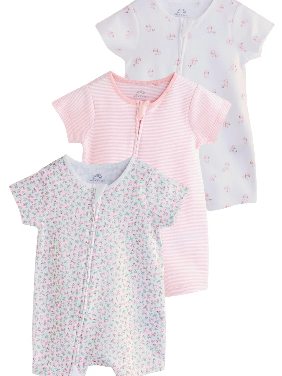 NEXT Bebés niña Pack de 3 peleles con cremallera bidireccional