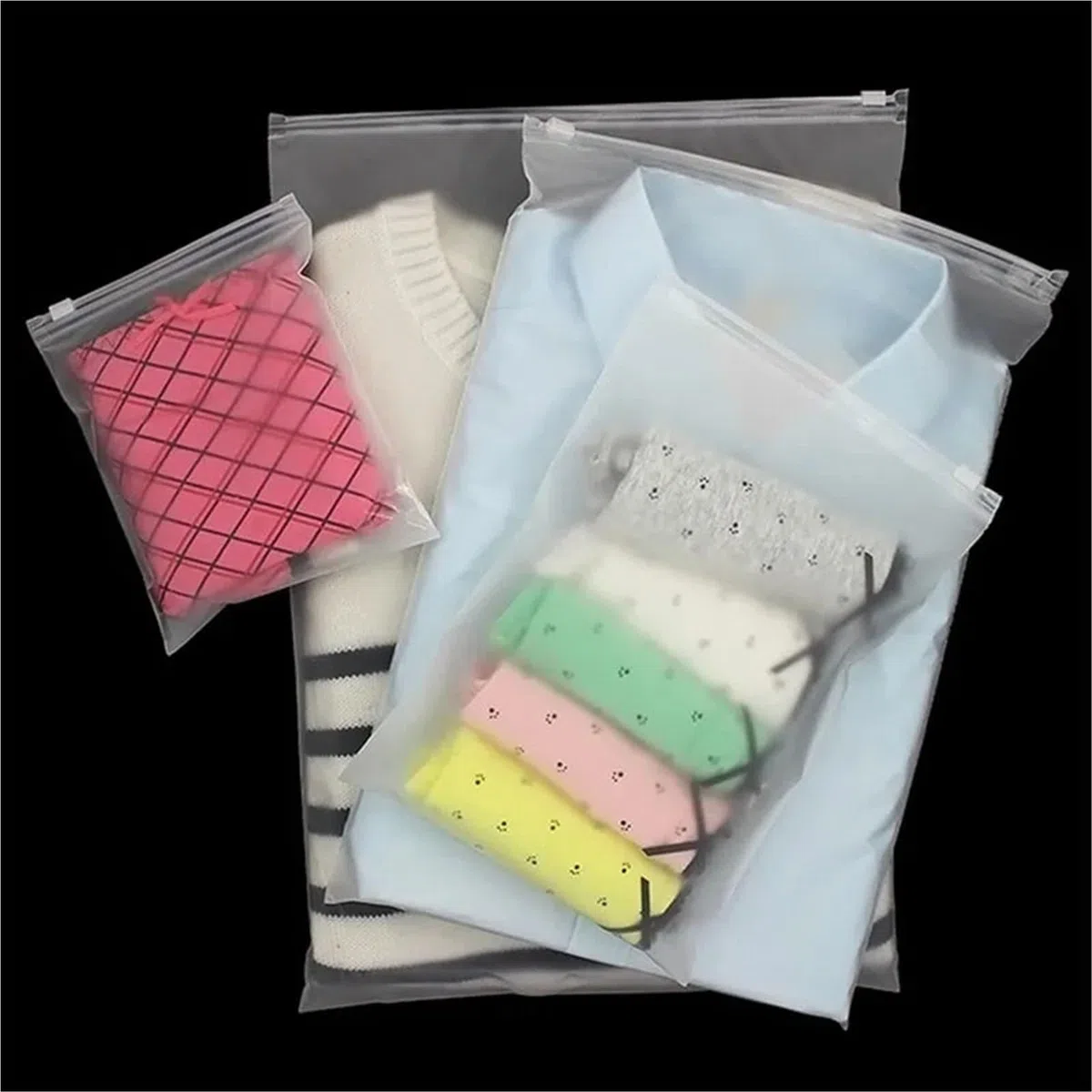 Bolsas de plástico esmerilado for embalaje, 100 unidades, for viaje, impermeables, con cierre cremallera y autoselladas Organizadores de Viaje(15x20cm)
