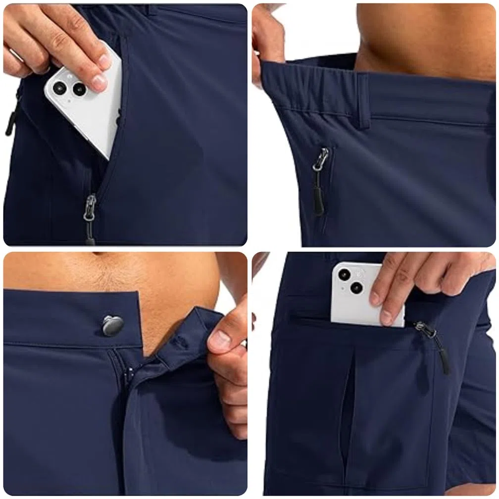 Tansozer Pantalones cortos de senderismo para hombre con bolsillo con cremallera al aire libre verano cargo pantalones